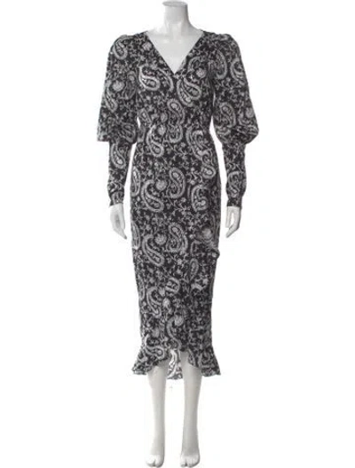 Pre-owned Arias Paisley Print Midi Length Dress W/ Tags In Multi