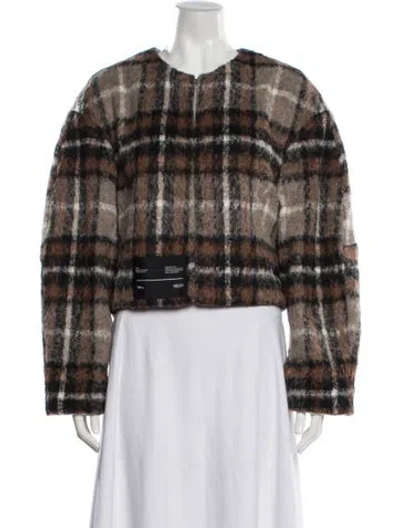 Pre-owned Arias Plaid Print Jacket In Brown