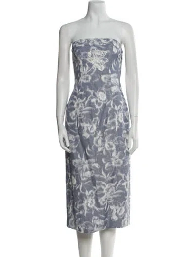 Pre-owned Arias Printed Knee-length Dress In Blue