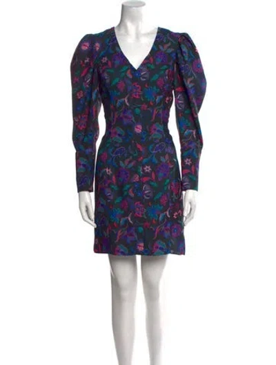 Pre-owned Arias Printed Knee-length Dress In Purple