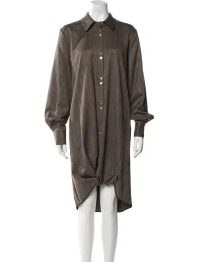 Pre-owned Arias Printed Knee-length Dress W/ Tags In Brown