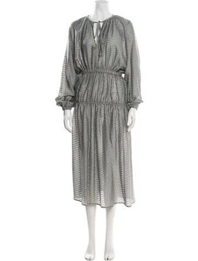 Pre-owned Arias Printed Long Dress In Gray
