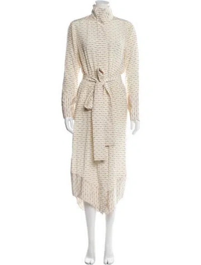 Pre-owned Arias Printed Long Dress In White