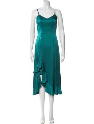 Pre-owned Arias Satin Midi Length Dress W/ Tags In Blue
