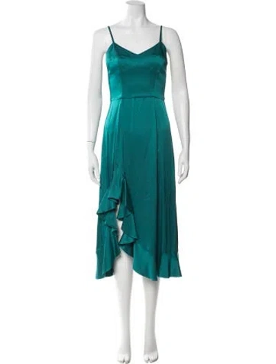 Pre-owned Arias Satin Midi Length Dress W/ Tags In Blue
