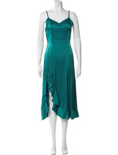 Pre-owned Arias Satin Midi Length Dress W/ Tags In Blue