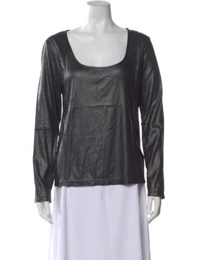 Pre-owned Arias Scoop Neck Long Sleeve Top W/ Tags In Gray