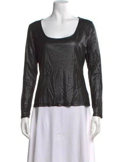 Pre-owned Arias Scoop Neck Long Sleeve Top W/ Tags In Gray