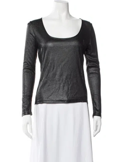 Pre-owned Arias Scoop Neck Long Sleeve Top W/ Tags In White