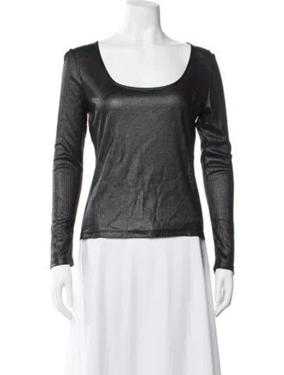 Pre-owned Arias Scoop Neck Long Sleeve Top W/ Tags In White