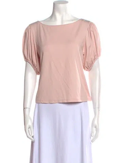Pre-owned Arias Scoop Neck Short Sleeve Top In Pink