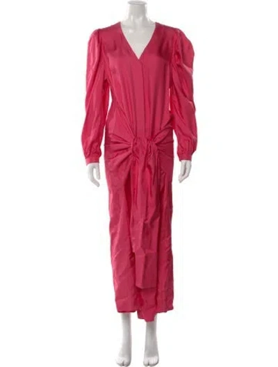 Pre-owned Arias Silk Long Dress In Pink