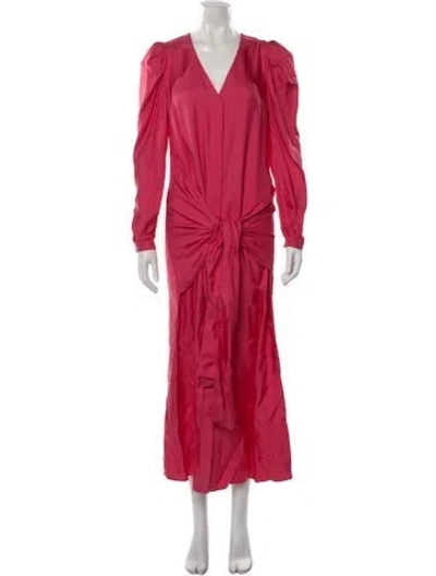 Pre-owned Arias Silk Long Dress In Pink