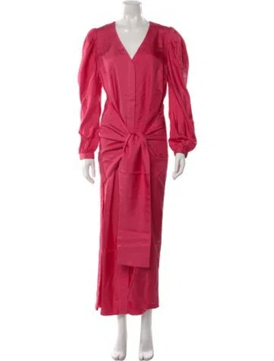 Pre-owned Arias Silk Long Dress In Pink