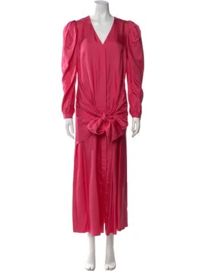 Pre-owned Arias Silk Long Dress In Pink