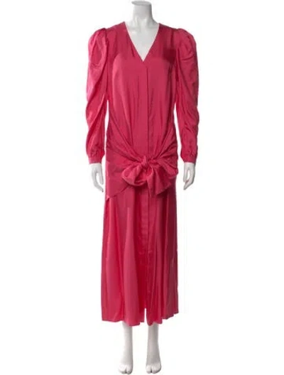 Pre-owned Arias Silk Long Dress In Pink