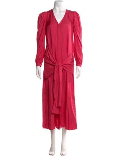 Pre-owned Arias Silk Long Dress In Pink