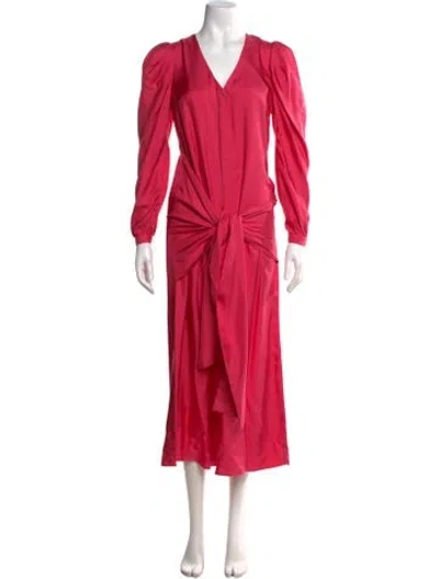 Pre-owned Arias Silk Long Dress In Pink