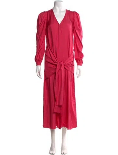 Pre-owned Arias Silk Long Dress In Pink