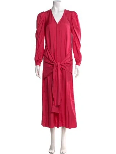 Pre-owned Arias Silk Long Dress In Pink