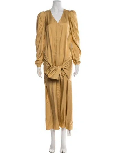 Pre-owned Arias Silk Long Dress W/ Tags In Yellow
