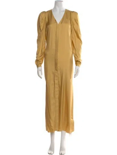 Pre-owned Arias Silk Long Dress W/ Tags In Yellow
