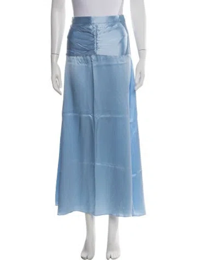 Pre-owned Arias Silk Long Skirt In Blue