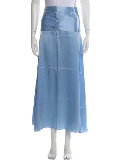 Pre-owned Arias Silk Long Skirt In Blue