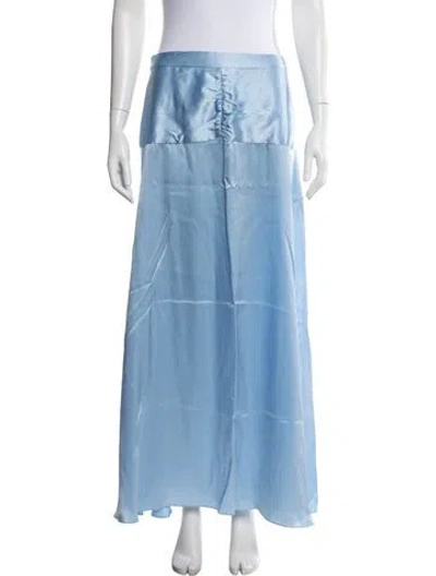 Pre-owned Arias Silk Long Skirt In Blue