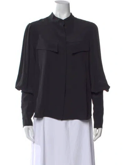 Pre-owned Arias Silk Long Sleeve Blouse W/ Tags In Black