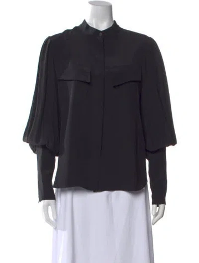 Pre-owned Arias Silk Long Sleeve Top W/ Tags In Black