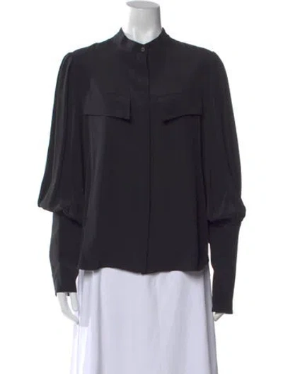 Pre-owned Arias Silk Long Sleeve Top W/ Tags In Black