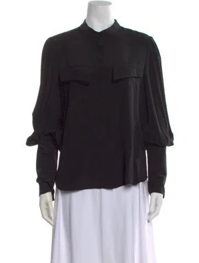 Pre-owned Arias Silk Long Sleeve Top W/ Tags In Black