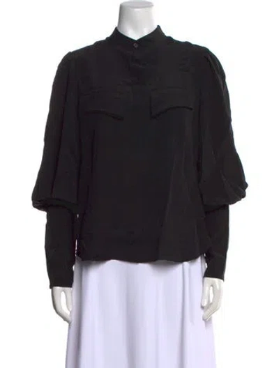 Pre-owned Arias Silk Long Sleeve Top W/ Tags In Black