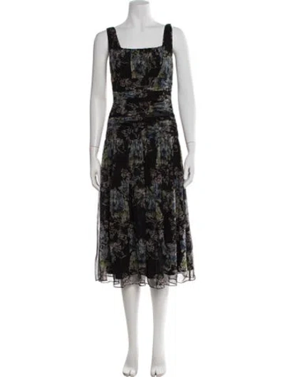 Pre-owned Arias Silk Midi Length Dress In Black