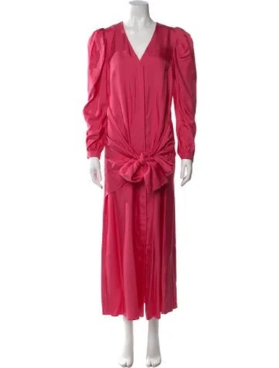 Pre-owned Arias Silk Midi Length Dress In Pink