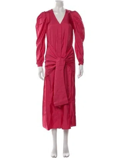 Pre-owned Arias Silk Midi Length Dress In Pink