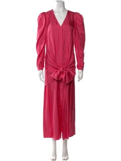 Pre-owned Arias Silk Midi Length Dress In Pink