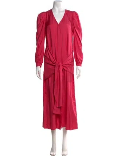 Pre-owned Arias Silk Midi Length Dress In Pink