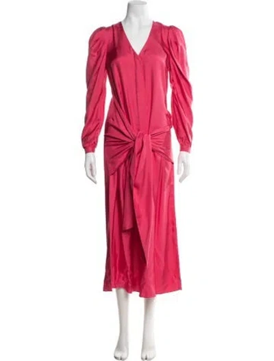 Pre-owned Arias Silk Midi Length Dress In Pink