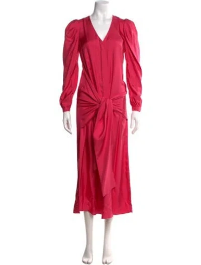 Pre-owned Arias Silk Midi Length Dress In Pink