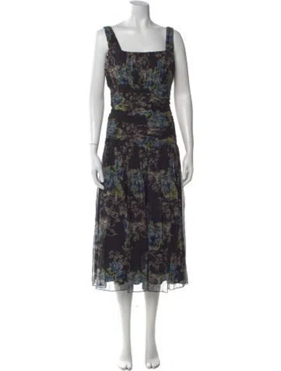 Pre-owned Arias Silk Midi Length Dress W/ Tags In Black