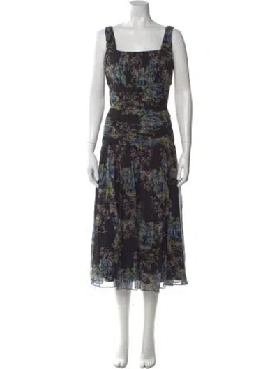 Pre-owned Arias Silk Midi Length Dress W/ Tags In Black