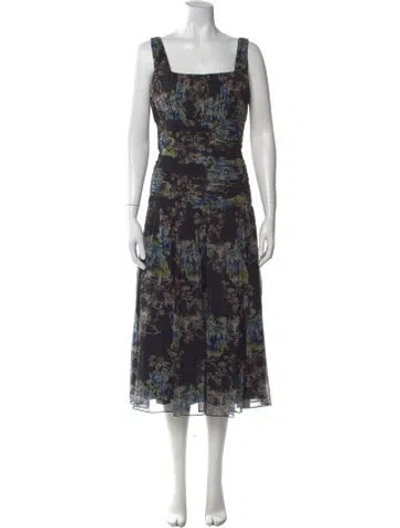 Pre-owned Arias Silk Midi Length Dress W/ Tags In Black
