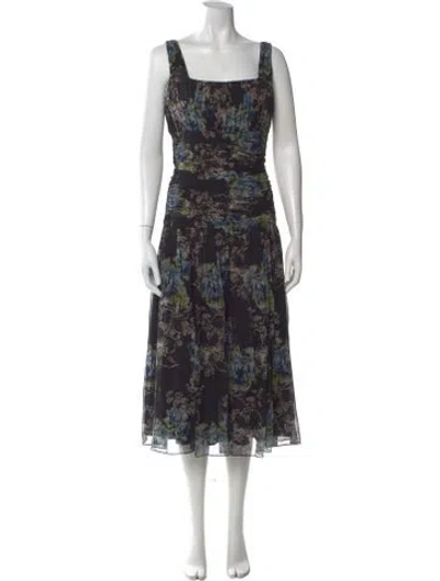Pre-owned Arias Silk Midi Length Dress W/ Tags In Multi
