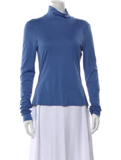Pre-owned Arias Turtleneck Long Sleeve Top In Blue