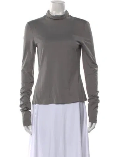Pre-owned Arias Turtleneck Long Sleeve Top In Gray