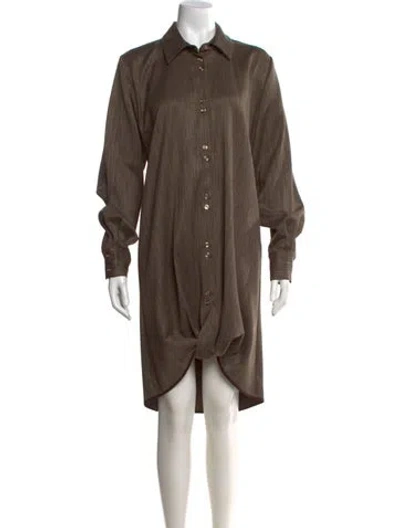 Pre-owned Arias Tweed Pattern Knee-length Dress In Brown
