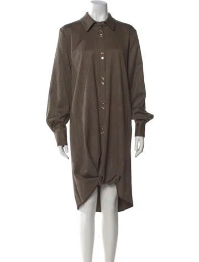 Pre-owned Arias Tweed Pattern Knee-length Dress W/ Tags In Brown