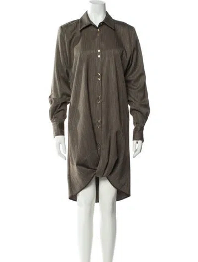 Pre-owned Arias Tweed Pattern Knee-length Dress W/ Tags In Brown